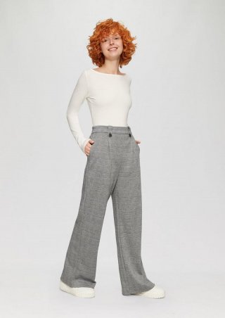 s.Oliver Gemusterte Wide-Leg-Hose aus Interlock-Jersey - grau