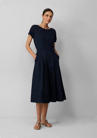 s.Oliver Midikleid im Fabricmix mit Eingrifftaschen - navy