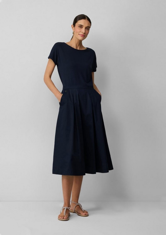 s.Oliver Midikleid im Fabricmix mit Eingrifftaschen - navy