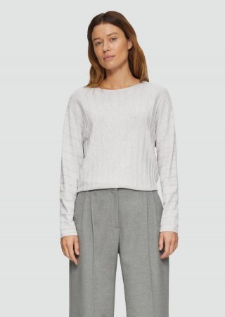 s.Oliver Strickpullover mit Fledermausarm und Strukturmuster - taubengrau
