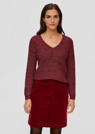 s.Oliver Strickpullover mit Rippstruktur - rubinrot