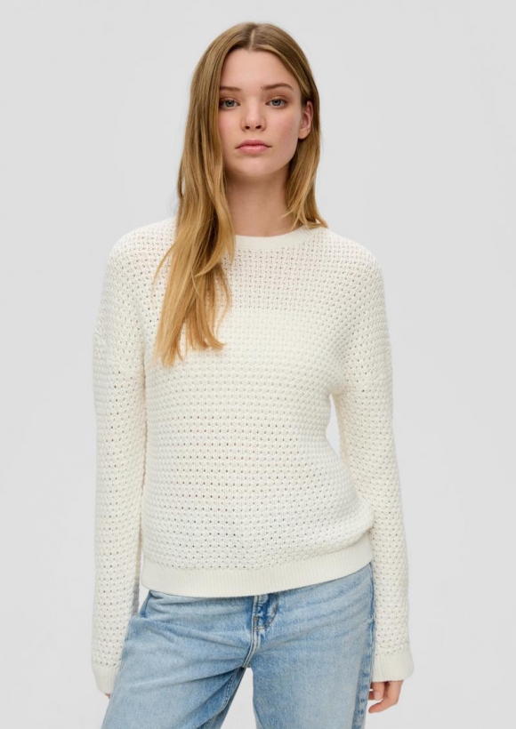 s.Oliver Pullover mit Strickmuster - creme