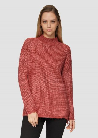 s.Oliver Weicher Strickpullover mit Rippstruktur - rubinrot