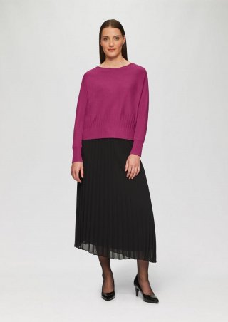 s.Oliver Strickpullover mit Strukturmuster am Saum - fuchsia