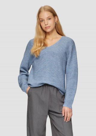 s.Oliver Weicher Pullover mit Rippstruktur - himmelblau