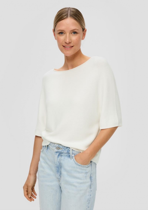 s.Oliver Shirt mit U-Boot-Ausschnitt - creme
