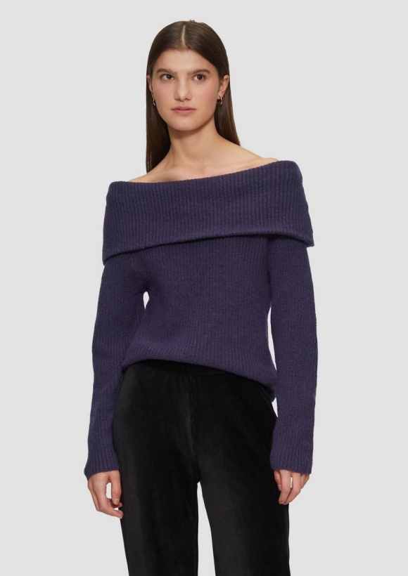 s.Oliver Rippstrickpullover mit Offshoulder-Ausschnitt - lila