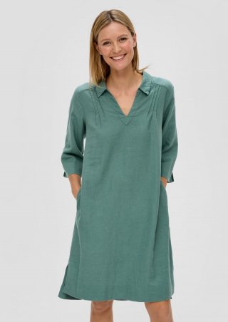 s.Oliver Relaxed Fit-Kleid aus Leinenmix - petrol