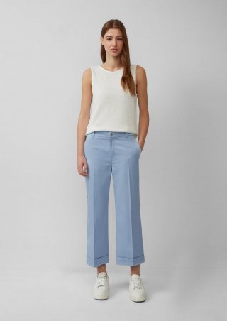 s.Oliver High-Rise-Culotte aus Baumwollstretch mit Bügelfalten - hellblau