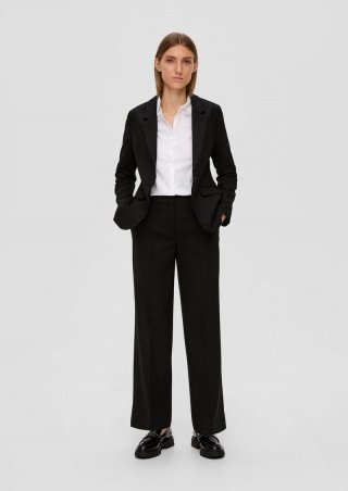 s.Oliver Regular: Wide Leg Hose aus Viskosemix - schwarz