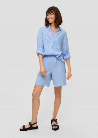 s.Oliver Baumwoll-Shorts mit Elastikbund und Musterstruktur - himmelblau