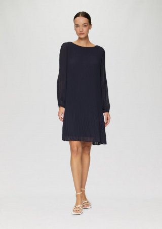 s.Oliver Chiffonkleid im Relaxed Fit mit Plissee - navy