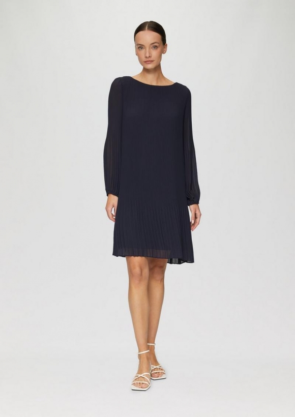 s.Oliver Chiffonkleid im Relaxed Fit mit Plissee - navy