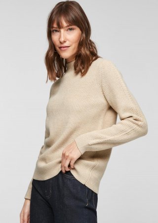 s.Oliver Strickpulli mit Stehkragen - beige