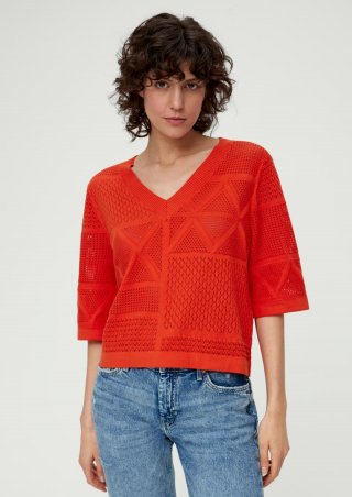 s.Oliver Strickshirt aus Baumwolle - dunkelorange