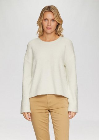 s.Oliver Weicher Strickpullover aus Bouclé - creme