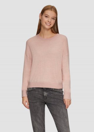 s.Oliver Verkürzter Strickpullover in Melange-Optik - perlmuttrosa