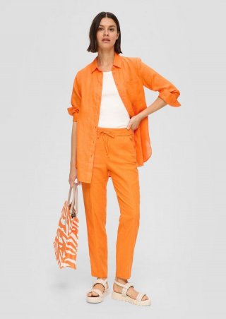 s.Oliver Hose aus Leinenmix mit Ziernähten - orange