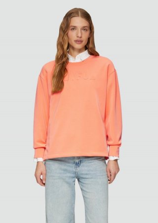 s.Oliver Scuba-Sweatshirt aus Modalmix mit 3D-Schriftzug - koralle