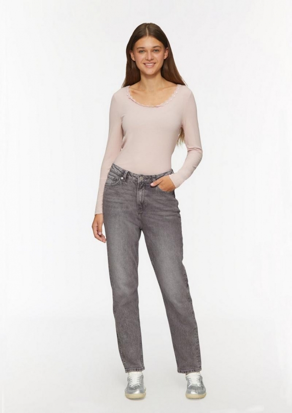s.Oliver Jeans Tizie / Slim Fit / High Rise / Tapered Leg / Inch Sizes - grau meliert