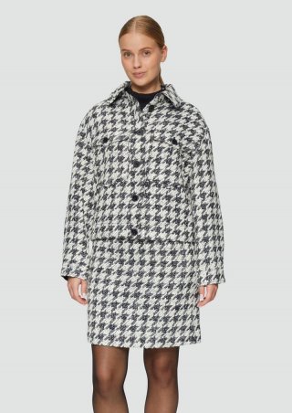 s.Oliver Gemusterte Bouclé-Jacke - schwarz