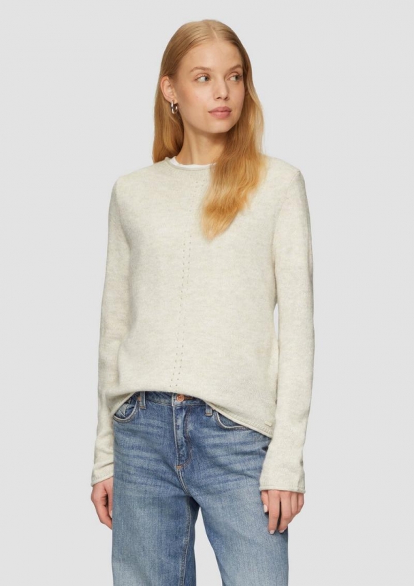 s.Oliver Weicher Strickpullover mit Ajour-Detail - beige
