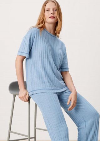 s.Oliver Pyjamaoberteil aus Rippware - blassblau