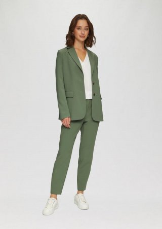 s.Oliver Slim: Cigarette Pants in Ankle-Länge aus Twill - helles olivgrün