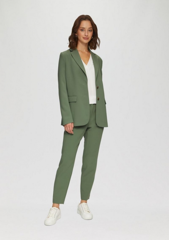 s.Oliver Slim: Cigarette Pants in Ankle-Länge aus Twill - helles olivgrün