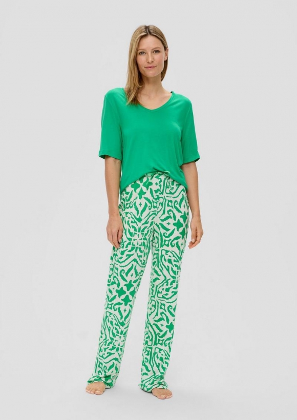 s.Oliver Pyjama-Set mit langer Hose - grün