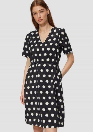 s.Oliver Kurzes Kleid aus Viskosemix mit Puffärmeln - schwarz
