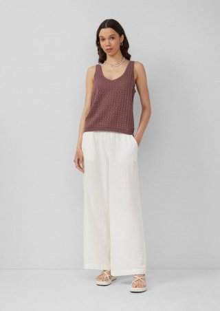 s.Oliver Musselin-Hose mit weitem Bein - creme