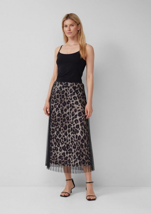 s.Oliver Mesh-Rock mit Leo-Muster - grau