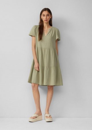 s.Oliver Volantkleid aus Musselin - helles olivgrün
