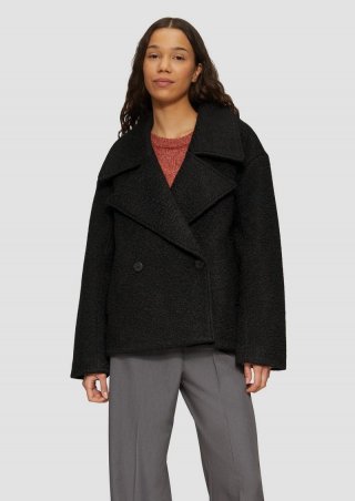 s.Oliver Oversized Cabanjacke aus Bouclé - schwarz