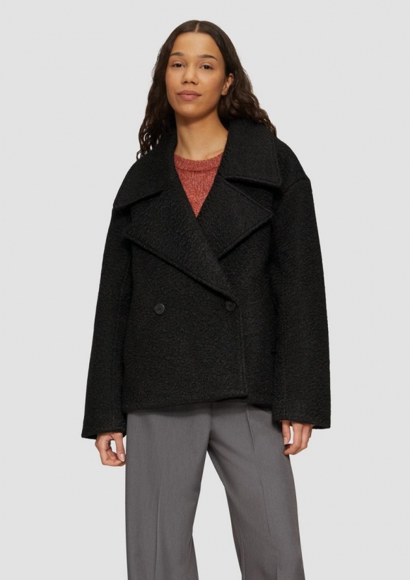 s.Oliver Oversized Cabanjacke aus Bouclé - schwarz
