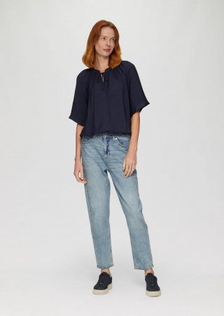 s.Oliver Ankle-Jeans Mom / Regular Fit / High Rise / Tapered Leg / Used-Effekt - hellblau