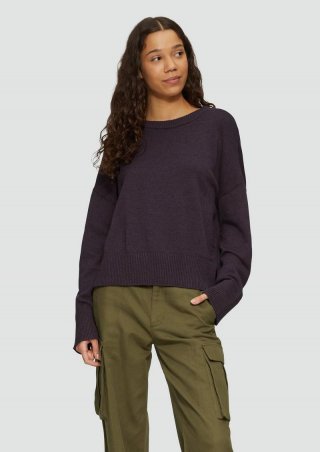 s.Oliver Weicher Strickpullover mit seitlich geschlitztem Saum - lila