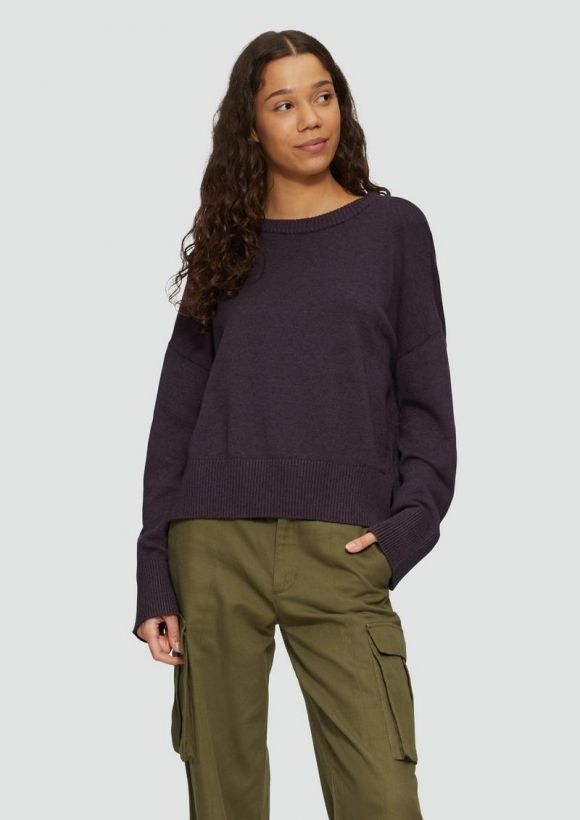 s.Oliver Weicher Strickpullover mit seitlich geschlitztem Saum - lila