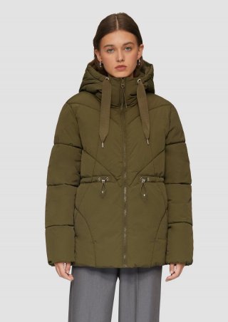 s.Oliver Wattierte Jacke mit verstellbarem Gummizug - olivgrün