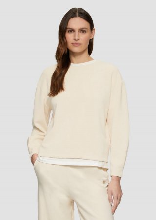 s.Oliver Scuba-Sweatshirt aus Modalmix mit Faltendetail - beige