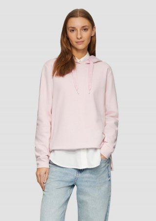 s.Oliver Weiches Kapuzensweatshirt mit seitlichen Schlitzen - zartrosa