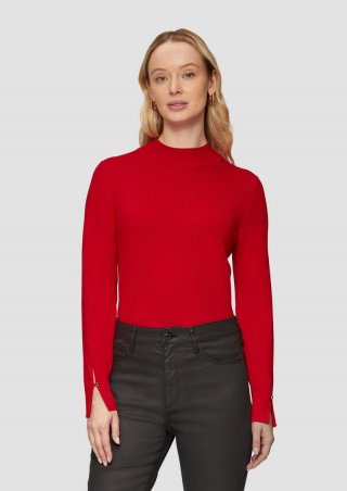 s.Oliver Strickpullover mit Schlitz am Ärmel - rot