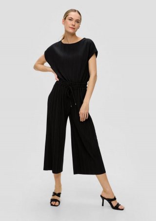 s.Oliver Plissierte Hose mit Wide Leg - schwarz
