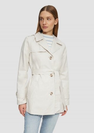 s.Oliver Kurzer Trench mit Gürtel - wollweiß