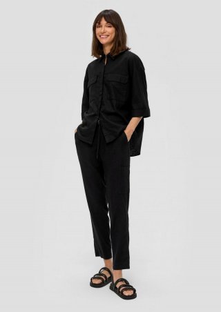 s.Oliver Relaxed: Hose aus Leinenmix - schwarz