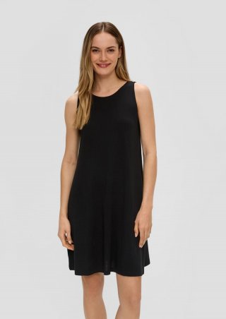 s.Oliver Relaxed-Fit-Kleid mit Bindeband am Rücken - schwarz