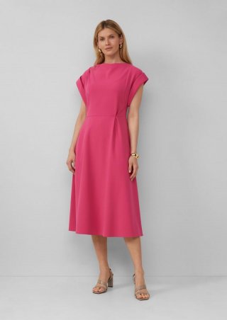 s.Oliver Midikleid mit Turn-up-Ärmeln - pink