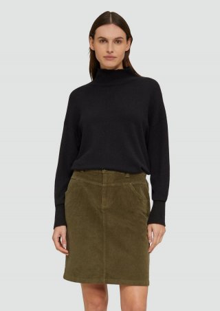 s.Oliver Strickpullover im Relaxed Fit mit Stehkragen - schwarz