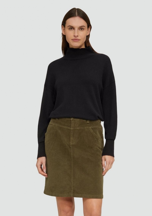 s.Oliver Strickpullover im Relaxed Fit mit Stehkragen - schwarz
